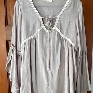 Women’s Size L Boho Bell Sleeve Peasant Tie Top Hippiecore